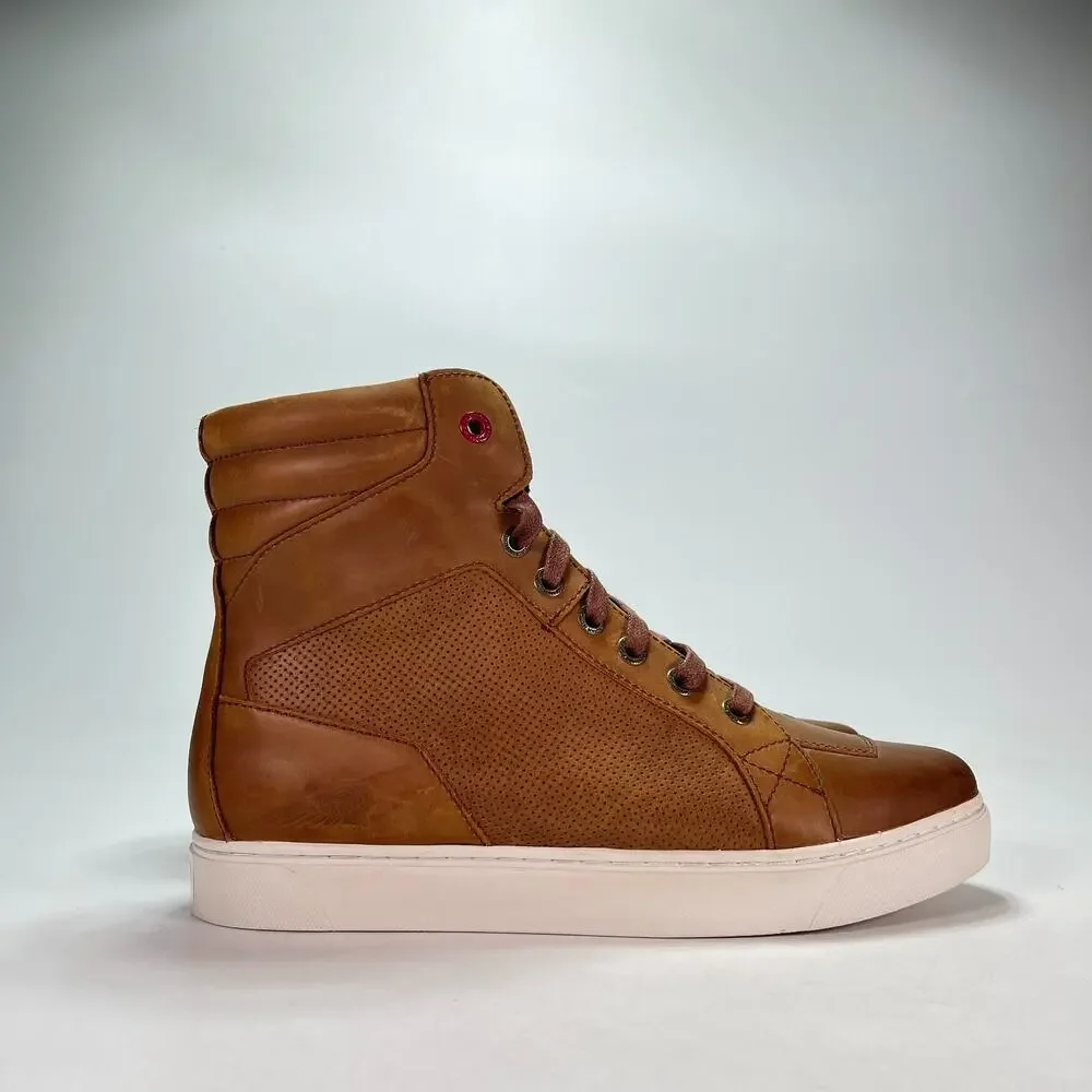 Indian Motorcycle Brown Tan Leather Boyd High Top Sneakers 2860665 Mens Size 12